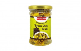 Puramio Green Chilli Pickle   Glass Jar  150 grams